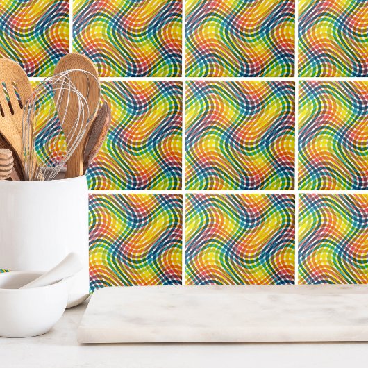 Kariertes Regenbogen-Muster Fliese