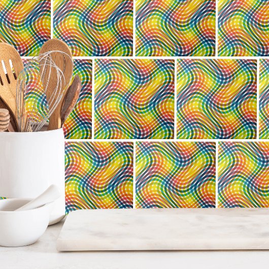 Kariertes Regenbogen-Muster Fliese