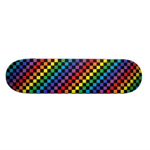Kariertes Regenbogen-Schwarzes Skateboard
