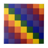 Kariertes Regenbogenmuster Fliese (Vorderseite)
