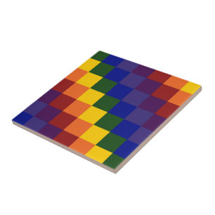 Kariertes Regenbogenmuster Fliese