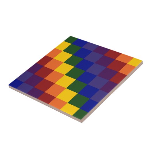 Kariertes Regenbogenmuster Fliese (Seite)
