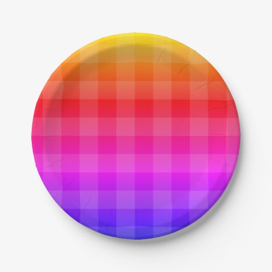 Kariertes Regenbogenmuster Rosa lila-Rosa Pappteller (Vorderseite)