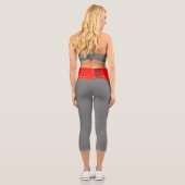 Kariertes Rentier Kariert Waist Grau Capri Leggings (Rückseite)