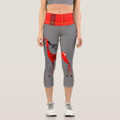 Kariertes Rentier Kariert Waist Grau Capri Leggings (Vorderseite)