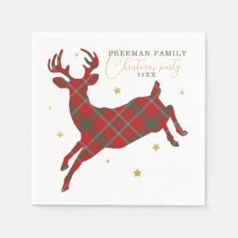Kariertes Rentier Weihnachtsbuch Napkins, Party Serviette