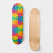 Kariertes Retro-Farbgittermuster Skateboard (Vorderseite)