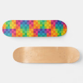 Kariertes Retro-Farbgittermuster Skateboard (Horizontal)