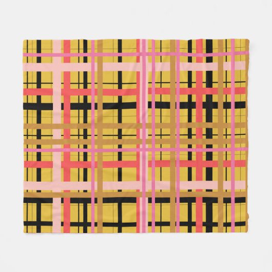 Kariertes Retro-Muster in Gelb Fleecedecke (Vorderseite (Horizontal))
