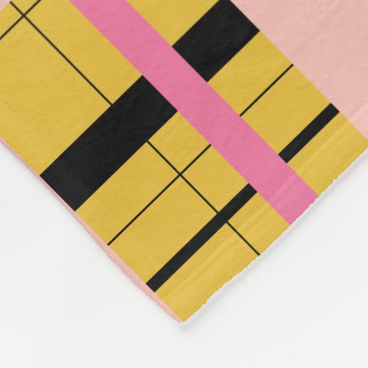 Kariertes Retro-Muster in Gelb Fleecedecke (Ecke)