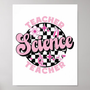 Kariertes Retro Rosa Zurück zur Schule Wissenschaf Poster