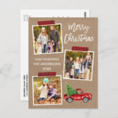 Kariertes Rollband Red Truck WeihnachtsKraft Postkarte (Vorne/Hinten)