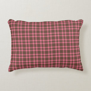Kariertes Rosa-Braun-Muster Dekokissen