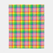 Kariertes rosa Gelbtartan-Design Fleecedecke (Vorderseite)