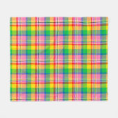 Kariertes rosa Gelbtartan-Design Fleecedecke (Vorderseite (Horizontal))