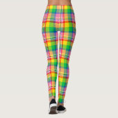 Kariertes rosa Gelbtartan-Design Leggings (Rückseite)