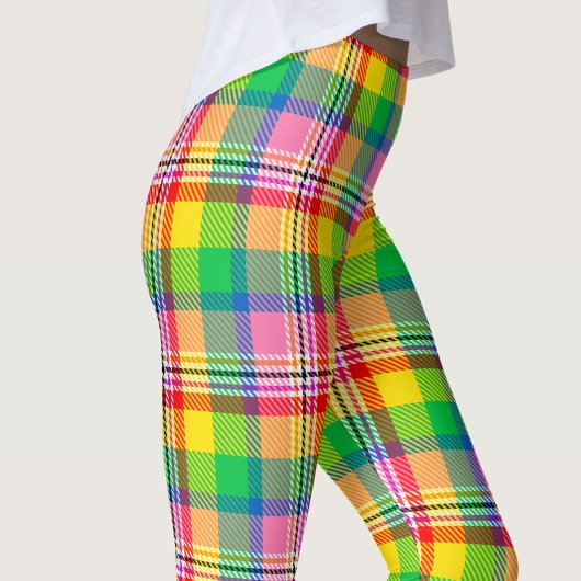 Kariertes rosa Gelbtartan-Design Leggings