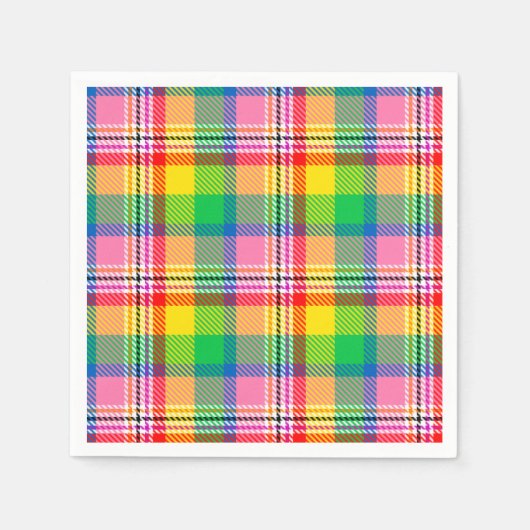 Kariertes rosa Gelbtartan-Design Serviette (Vorderseite)