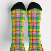 Kariertes rosa Gelbtartan-Design Socken (Oben)