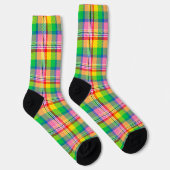 Kariertes rosa Gelbtartan-Design Socken (Rechts)