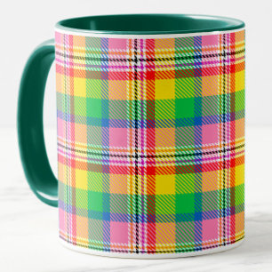 Kariertes rosa Gelbtartan-Design Tasse