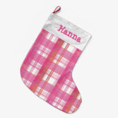 Kariertes Rosa Madras Großer Weihnachtsstrumpf (Vorderansicht (hängend))