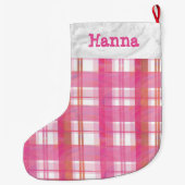 Kariertes Rosa Madras Großer Weihnachtsstrumpf (Rückseite)