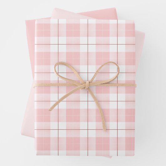Kariertes rosa Muster mit passenden Farbtönen in R Geschenkpapier Set (Beispiel)