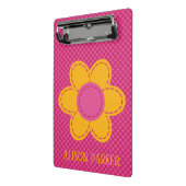 Kariertes rosa Muster und gelb geheftete Blume Mini Klemmbrett (Gewinkelt2)