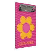 Kariertes rosa Muster und gelb geheftete Blume Mini Klemmbrett (Schrägansicht)