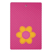 Kariertes rosa Muster und gelb geheftete Blume Mini Klemmbrett (Rückseite)