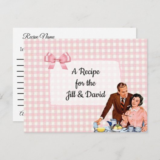 Kariertes rosa Tablettlets Hochzeitskarte Postkarte (Vorne/Hinten)