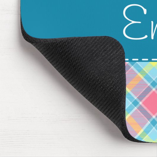 Kariertes rosa und blaues Muster Mousepad (Ecke)