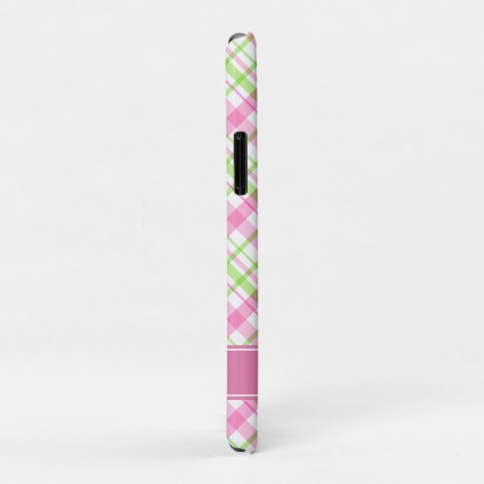Kariertes rosa und grünes Muster Case-Mate iPhone Hülle (Hinten/Rechts)