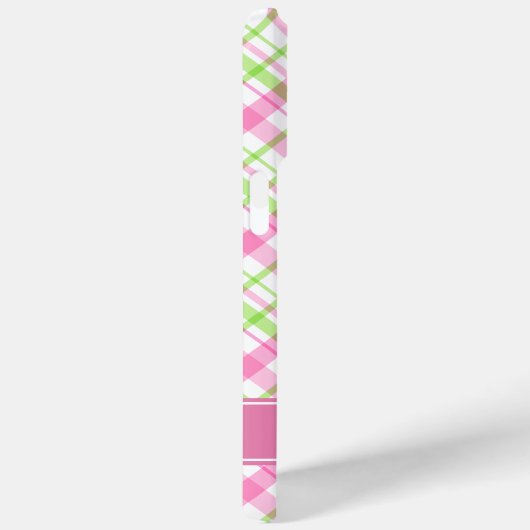 Kariertes rosa und grünes Muster Case-Mate iPhone Hülle (Rückseite / Rechts)