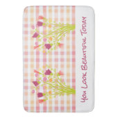 Kariertes Rosa und Koralle Badematte (Vorderseite Vertikal)