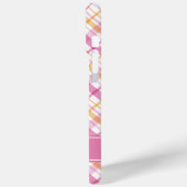 Kariertes rosa und orangefarbenes Muster Case-Mate iPhone Hülle (Rückseite / Links)