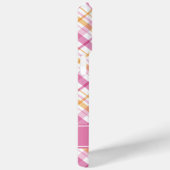 Kariertes rosa und orangefarbenes Muster Case-Mate iPhone Hülle (Rückseite / Rechts)