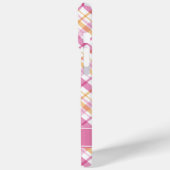 Kariertes rosa und orangefarbenes Muster Case-Mate iPhone Hülle (Rückseite / Links)