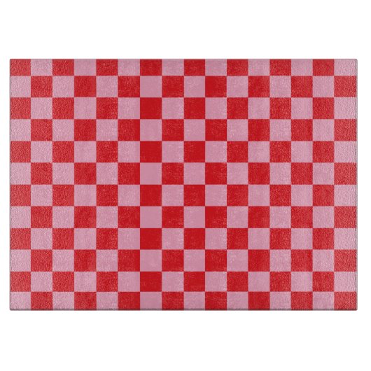 Kariertes rosa und Rot Schneidebrett (Vorderseite)