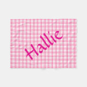 Kariertes Rosa-Weiß-Muster-Hundedecke Fleecedecke (Vorderseite (Horizontal))