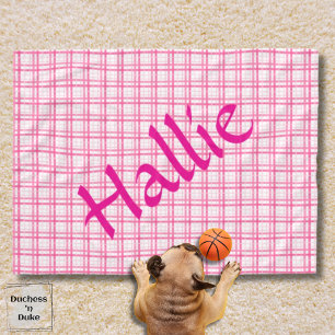 Kariertes Rosa-Weiß-Muster-Hundedecke Fleecedecke