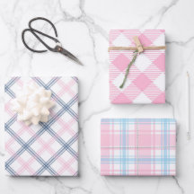 Kariertes, rosa Wrapping Paper (Flachblatt) Set 3
