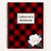 Kariertes Rot-Buffalo-Notebook mit  Rose Notizblock (Vorderseite)