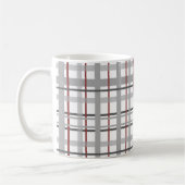 Kariertes Rot Grau Silber Monogramm Kaffeetasse (Links)