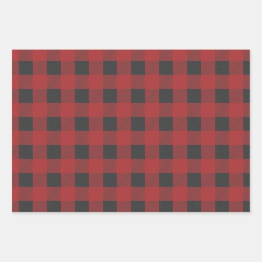 Kariertes Rot-, Grün- und Weißbüffel Geschenkpapier Set (Vorderseite)