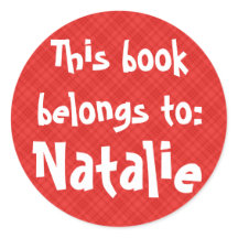 Kariertes Rot-Label "Dieses Buch gehört zu"