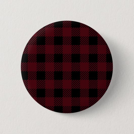 Kariertes Rot-Schwarz-Buffalo-Muster Button (Vorderseite)