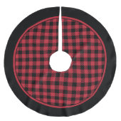 Kariertes Rot-Schwarz-Buffalo-Rock Polyester Weihnachtsbaumdecke (Vorderseite)
