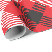Kariertes Rot-Schwarz-Büffel Geschenkpapier (Rolleneckpunkt)
